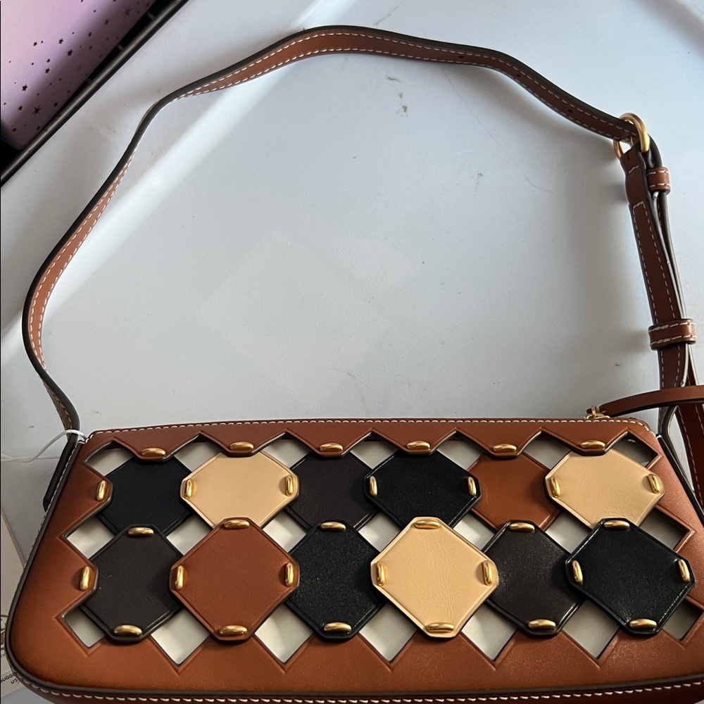 Tory Burch McGraw Die Cut Leather Wedge Hippie BOHO Shoulder Bag::RARE::NWT:: - Picture 3 of 14